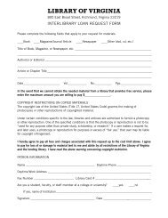 INTERLIBRARY LOAN REqUEST FORM - Library of Virginia