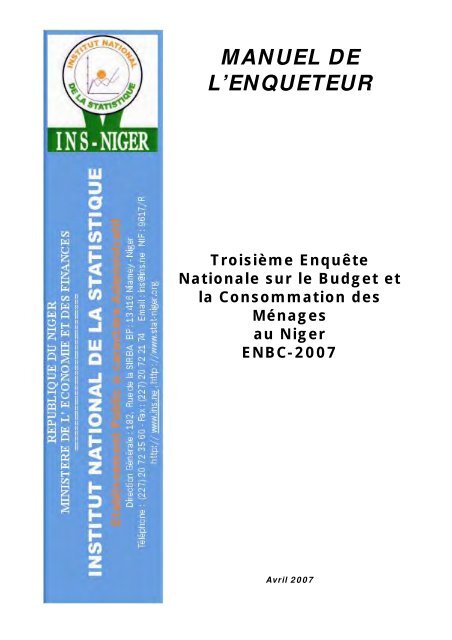 MANUEL DE L'ENQUETEUR - Niger