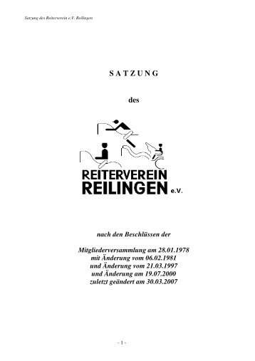 S A T Z U N G des - Reiterverein Reilingen eV