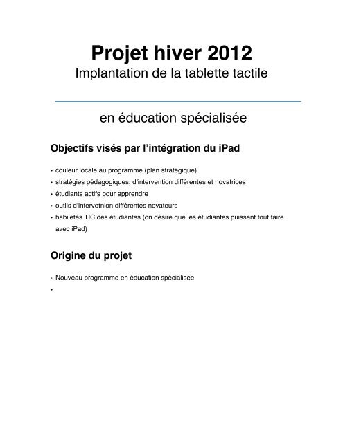 Présentation du projet du collège