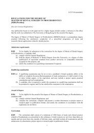 Regulation and Syllabus - Faculty of Dentistry, The University of ...