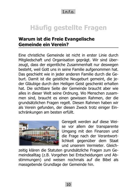 INFO FEG Einsiedeln - Freie Evangelische Gemeinde Einsiedeln