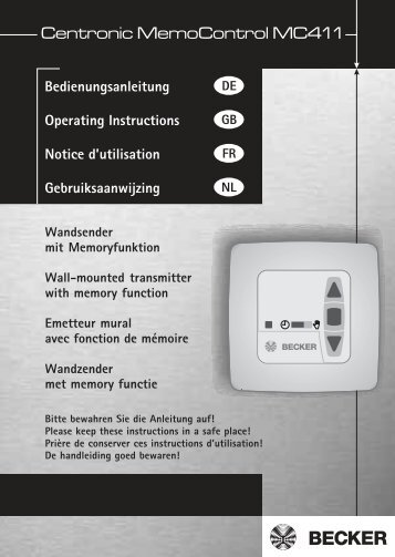 Becker Centronic MemoControl MC411 Anleitung - auf enobi.de