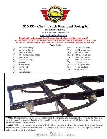 1955-1959 Chevy Truck Rear Leaf Spring Kit - Total Cost Involved
