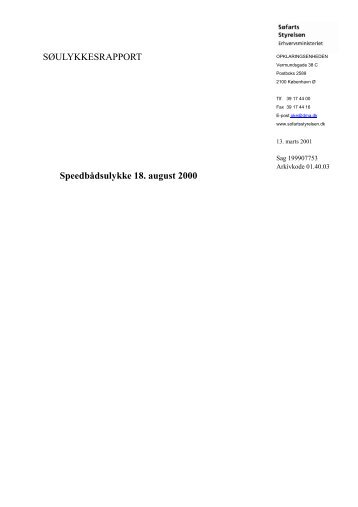 SÃULYKKESRAPPORT SpeedbÃ¥dsulykke 18. august 2000