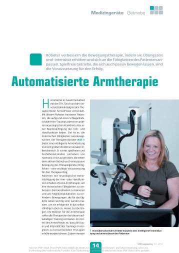 Automatisierte Armtherapie - Harmonic Drive AG