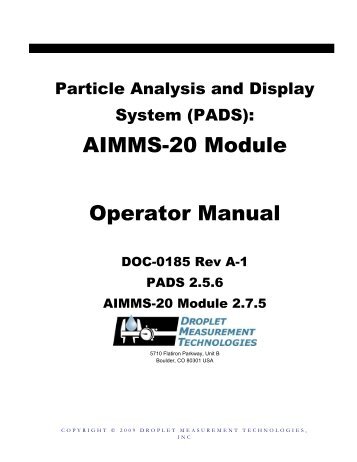 AIMMS-20 PADS Manual - Droplet Measurement Technologies