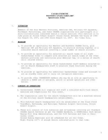 Operations Order - CASARA Saskatchewan Civil Air Search and ...