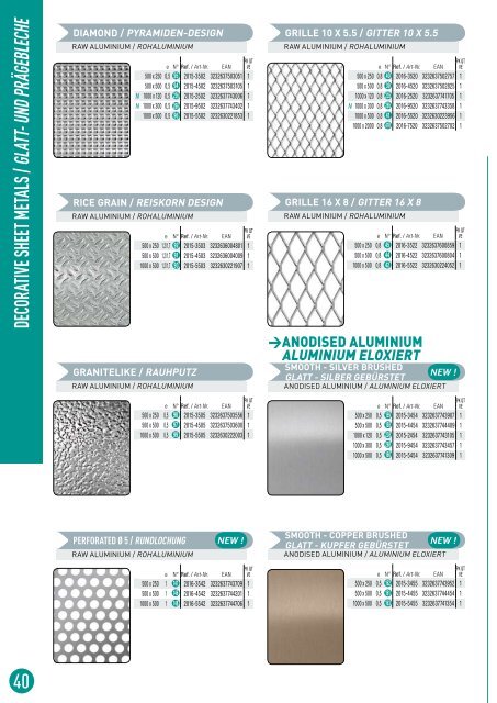 DECORATIVE SHEET METALS / GLATT- UND PRäGEBLECHE