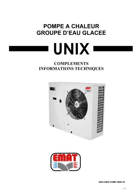 Pompe A Chaleur Groupe Deau Glacee Unix Complements Emat