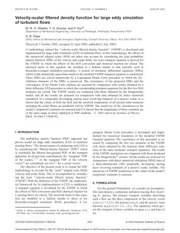 Velocity-scalar filtered density function for large eddy simulation of ...