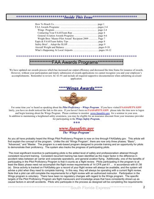 South Florida Express The FAASTeam Newsletter - FAASafety.gov