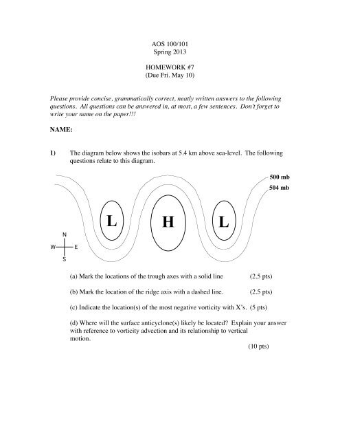 AOS 100/101 Spring 2013 HOMEWORK #7 (Due Fri. May ... - Marrella