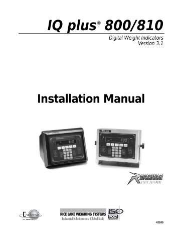 IQ plusÂ® 800/810 - Rice Lake Weighing Systems