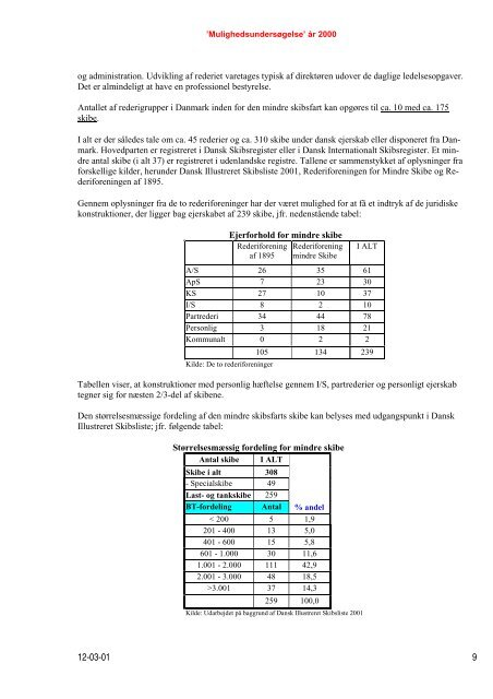 Den mindre skibsfart, 2000 - SÃ¸fartsstyrelsen