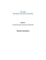 INF 1250 Introduction aux bases de données TRAVAIL PRATIQUE 4