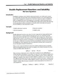 Double Replacement Reactions and Solubility