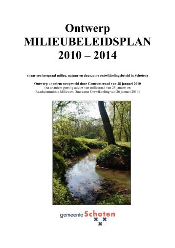 Ontwerp-milieubeleidsplan 2010-2014 - Gemeente Schoten