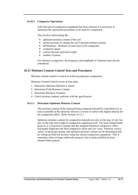 construction and refurbishment of earthen irrigation channel banks