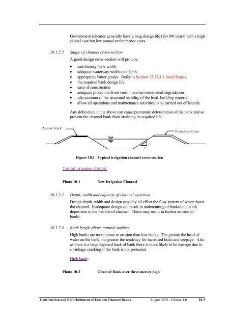 construction and refurbishment of earthen irrigation channel banks