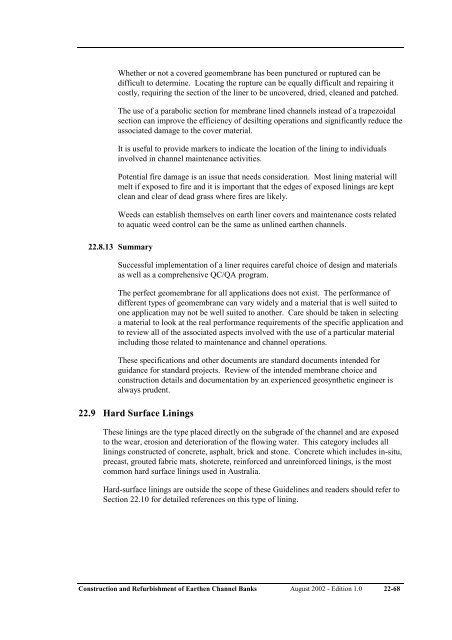 construction and refurbishment of earthen irrigation channel banks