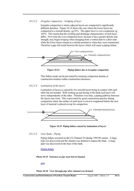 construction and refurbishment of earthen irrigation channel banks