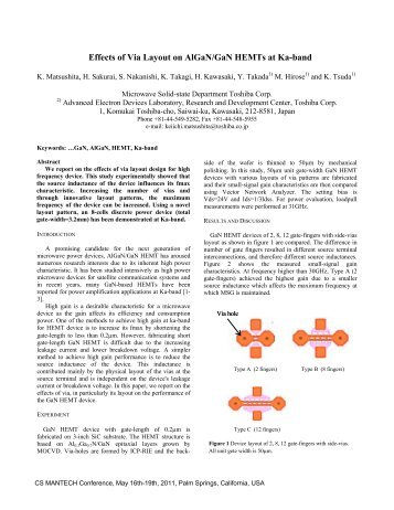 Effects of Via Layout on AlGaN/GaN HEMTs at Ka-band - CS Mantech