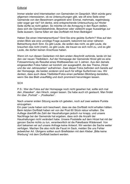 Dorfblatt 78 - Gemeinde Hirzel