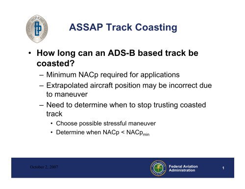 ASSAP Track Coasting - Federal Aviation Administration - Home ...