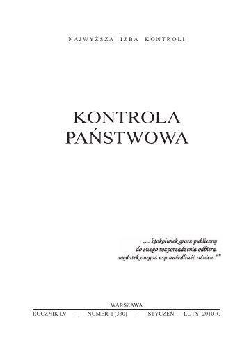 âKontrola PaÅstwowaâ nr 1/2010 - NajwyÅ¼sza Izba Kontroli