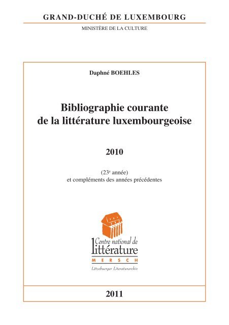 Bibliographie Courante De La Litterature Luxembourgeoise 10