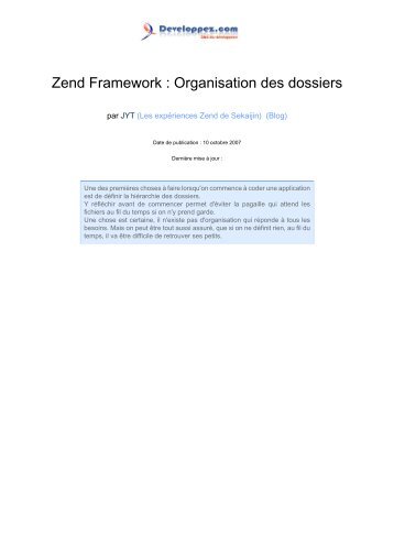 Zend Framework : Organisation des dossiers