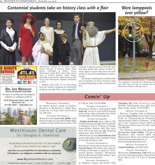 November 2 - Westmount Independent