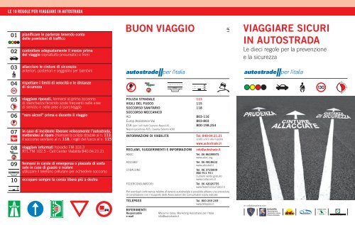 VIAGGIARE SICURI IN AUTOSTRADA BUON VIAGGIO