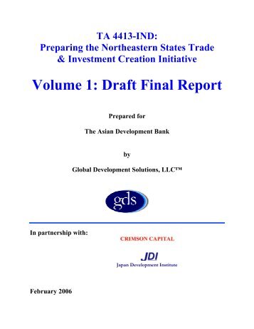 Draft Final Report - Ministry of Development of North Eastern Region