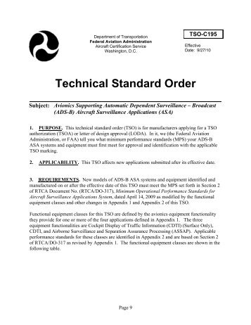 Technical Standard Order - ADS-B for General Aviation