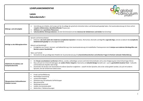 Lehrplan Latein SEK I - Global Curriculum