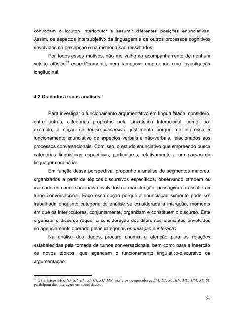 competÃªncia e argumentaÃ§Ã£o nas afasias: um ... - IEL - Unicamp