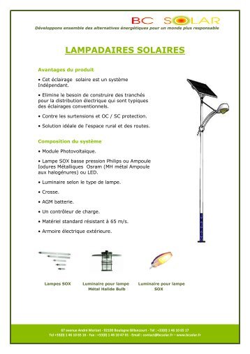 Lampadaire Solaire - bc solar