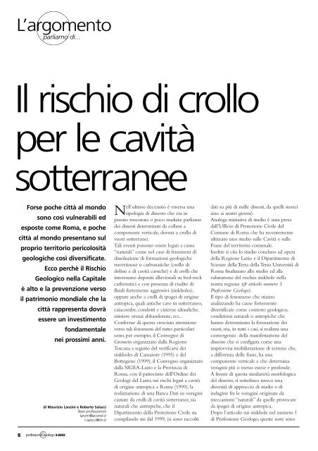 Leggi tutto... - Ordine dei Geologi del Lazio