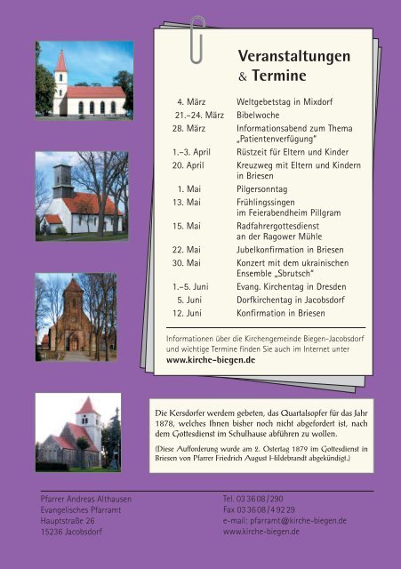 Evangelische Kirchengemeinde Biegen-Jacobsdorf Evangelische ...