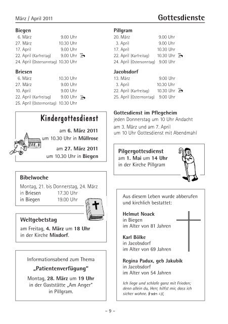 Evangelische Kirchengemeinde Biegen-Jacobsdorf Evangelische ...