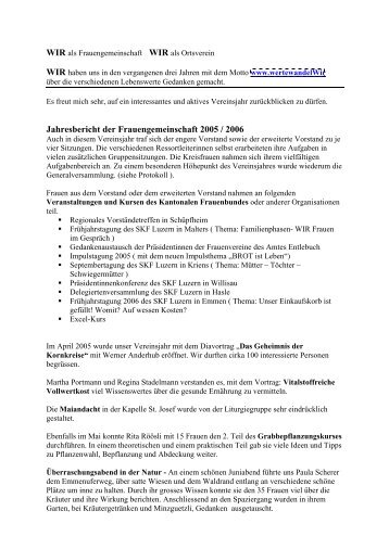 Jahresbericht Frauengemeinschaft 2005/2006 - Fg-schuepfheim.ch