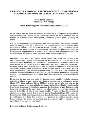Ejercicio de autoridad, prÃ¡ctica docente y competencias ... - CIAD
