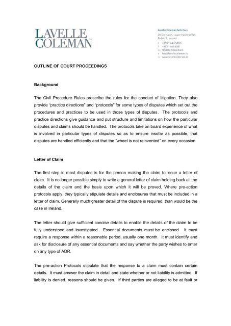 OUTLINE OF COURT PROCEEDINGS ... - Lavelle Coleman