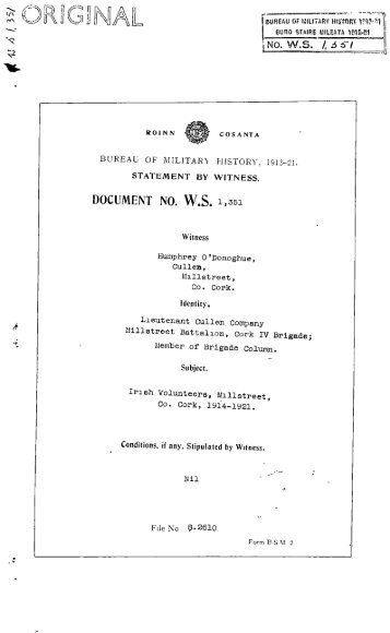 Humphrey O'Donoghue - The Bureau of Military History 1913-1921