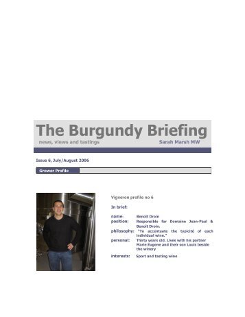 The Burgundy Briefing - Sarah Marsh Home Page