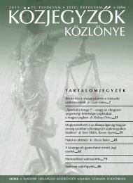 KÃ¶zjegyzÅk kÃ¶zlÃ¶nye 2011. 6. szÃ¡m - Magyar OrszÃ¡gos KÃ¶zjegyzÅi ...