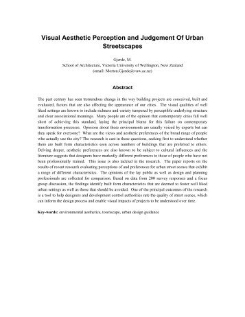 Visual Aesthetic Perception and Judgement Of Urban Streetscapes