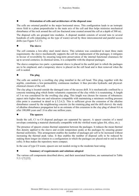 Architecture and management of a geological repository - Andra